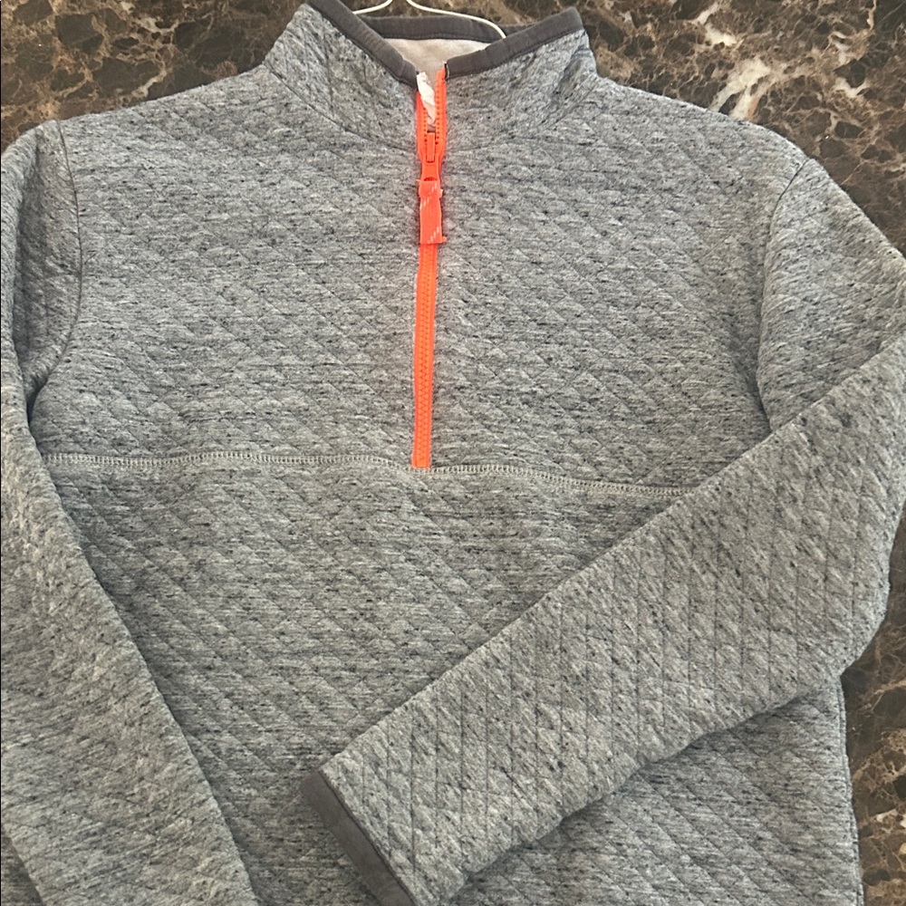 J. Crew teen Gray Zip-Up Sweatshirt with Orange Accent zipper